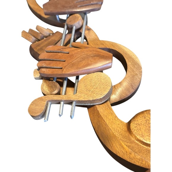 Vintage Carved Wood Musical Notes & Treble Clef Sculpture Abstract Music Art 16" - Picture 3 of 7